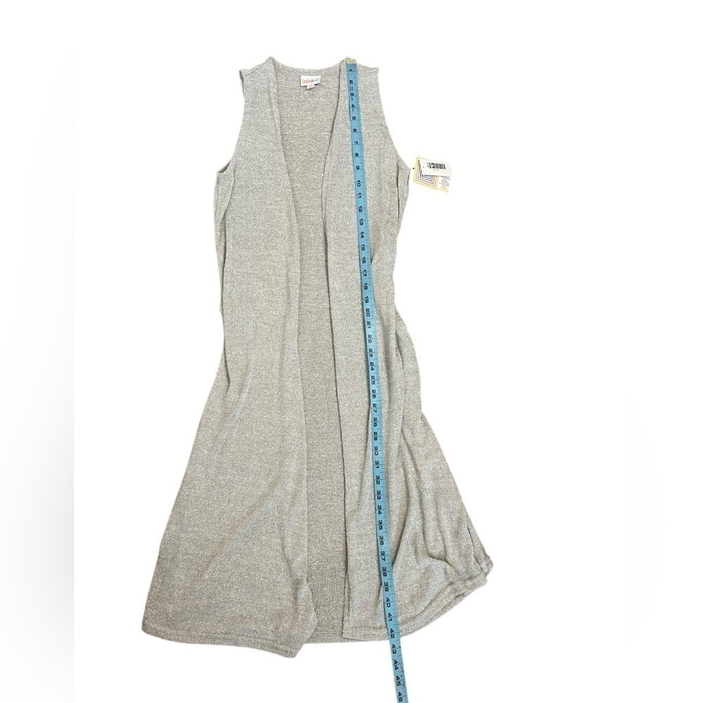 LULAROE Joy Grey Knit Sweater Maxi Open Front Long Vest Duster Size XS NWT - Picture 9 of 11